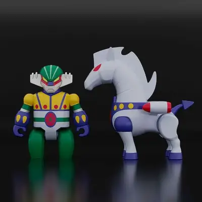 Figurine steel jeeg pantheroid brickroid set mini
